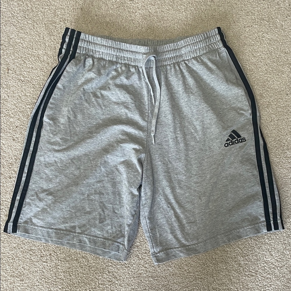 Adidas Men's Athletic Gray Shorts with Black Stripes NWT